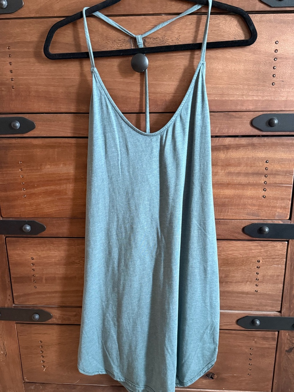 Lulu's Washed Green Knot-Back Tank Dress